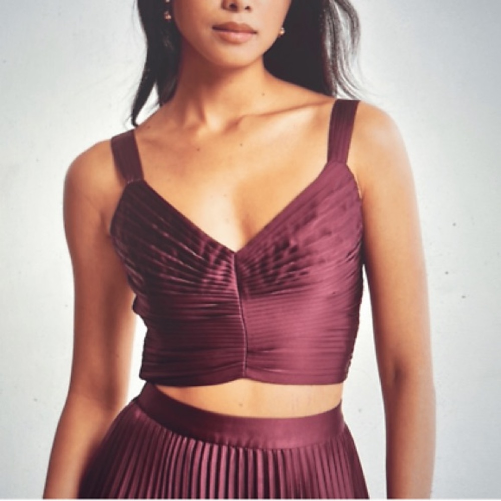 Abercrombie & Fitch Satin Ruched Top - Burgundy